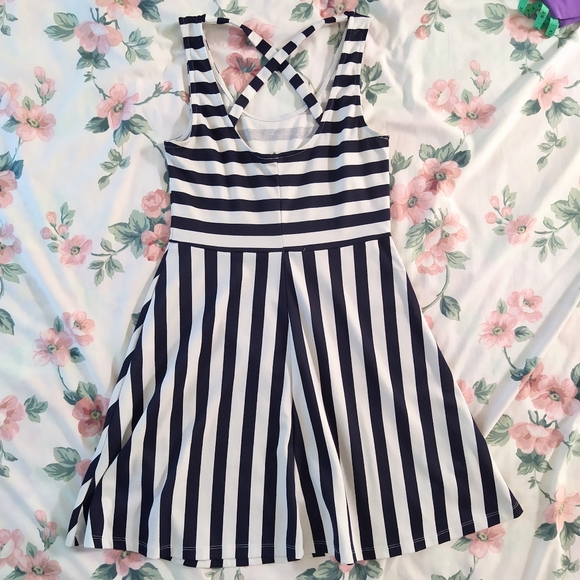 H&M Navy Stripes Nautical Summer Racerback Dress - Picture 4 of 5